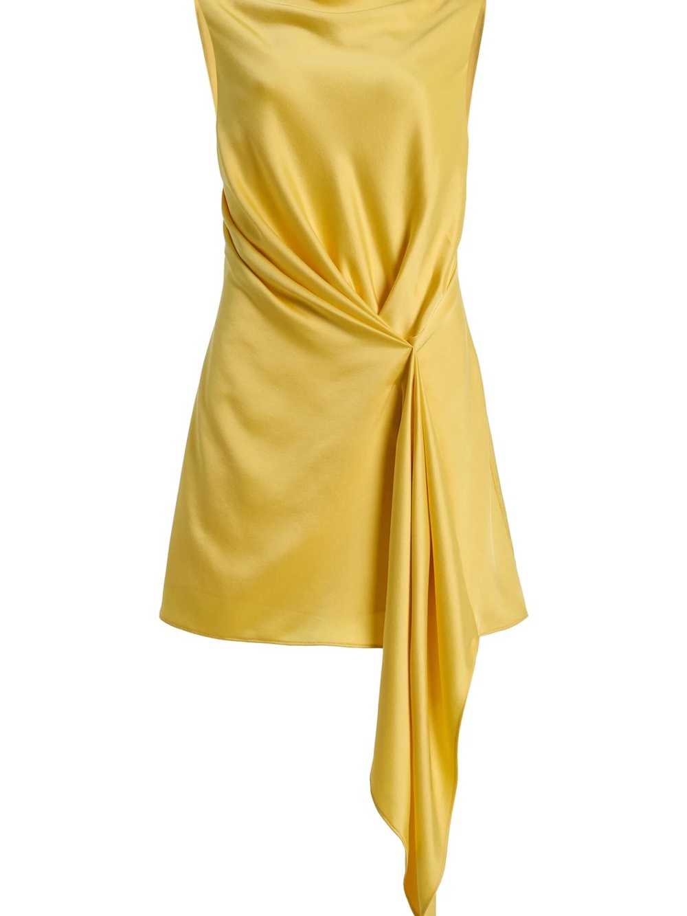 Significant Other Yellow Satin Twist-Detail Mini Dress